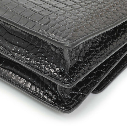 Exclusive Saint Laurent Black Crocodile Embossed Calfskin Medium Monogram Sunset — Alternate View 7
