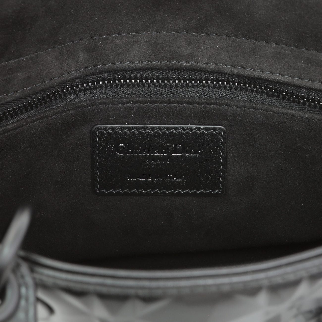 Exclusive Christian Dior Black Diamond Cannage Lady Dior Small — Detail View