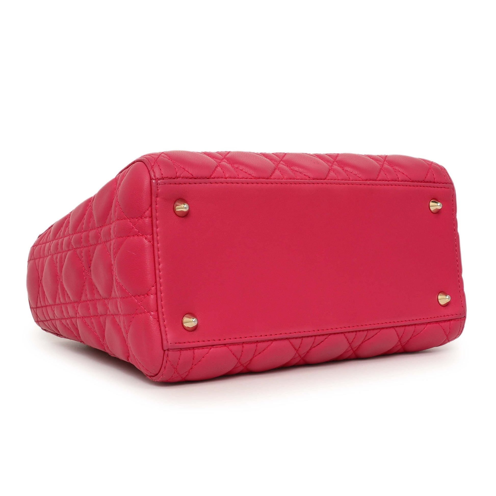 Exclusive Christian Dior Pink Lambskin Cannage Medium Lady Dior — Back View