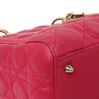 Exclusive Christian Dior Pink Lambskin Cannage Medium Lady Dior — Top View