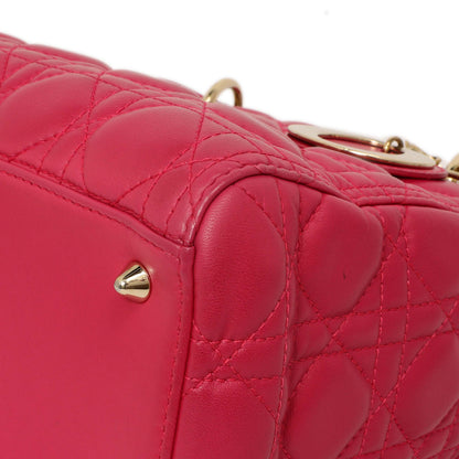 Exclusive Christian Dior Pink Lambskin Cannage Medium Lady Dior — Detail View