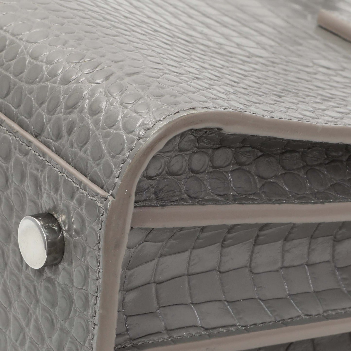 Exclusive Saint Laurent Grey Croc Embossed Baby Sac De Jour — Detail View