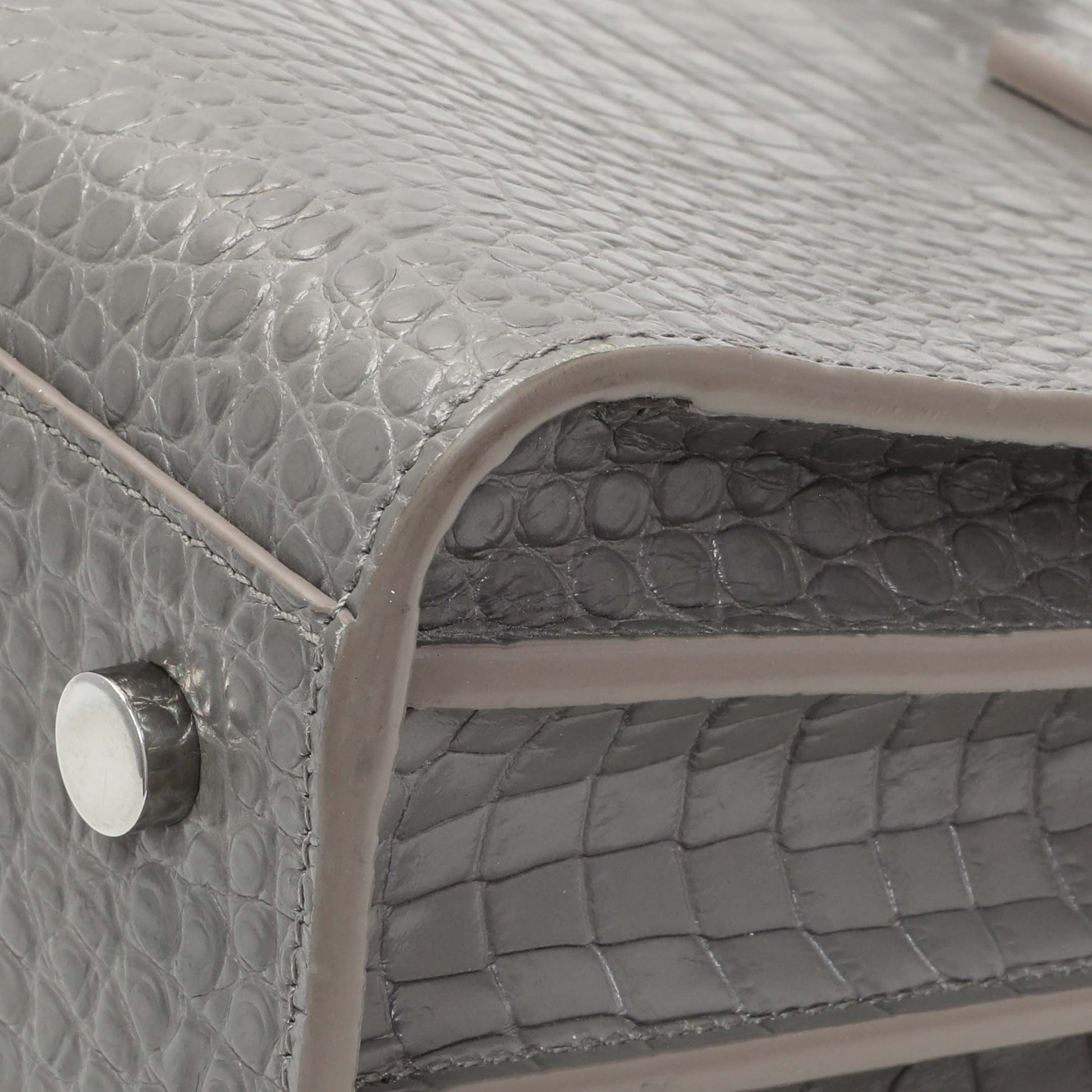 Exclusive Saint Laurent Grey Croc Embossed Baby Sac De Jour — Detail View