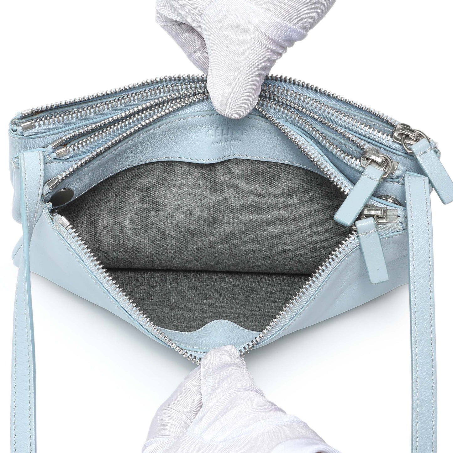 Exclusive Celine Light Blue Lambskin Small Trio Crossbody Bag — Alternate View 8