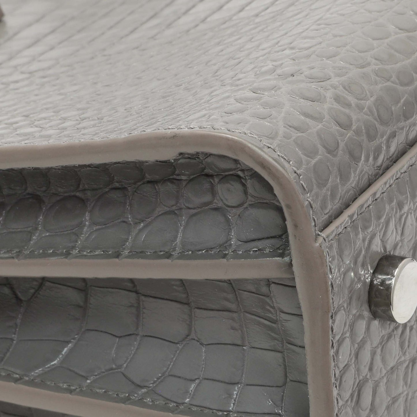 Exclusive Saint Laurent Grey Croc Embossed Baby Sac De Jour — Lifestyle View