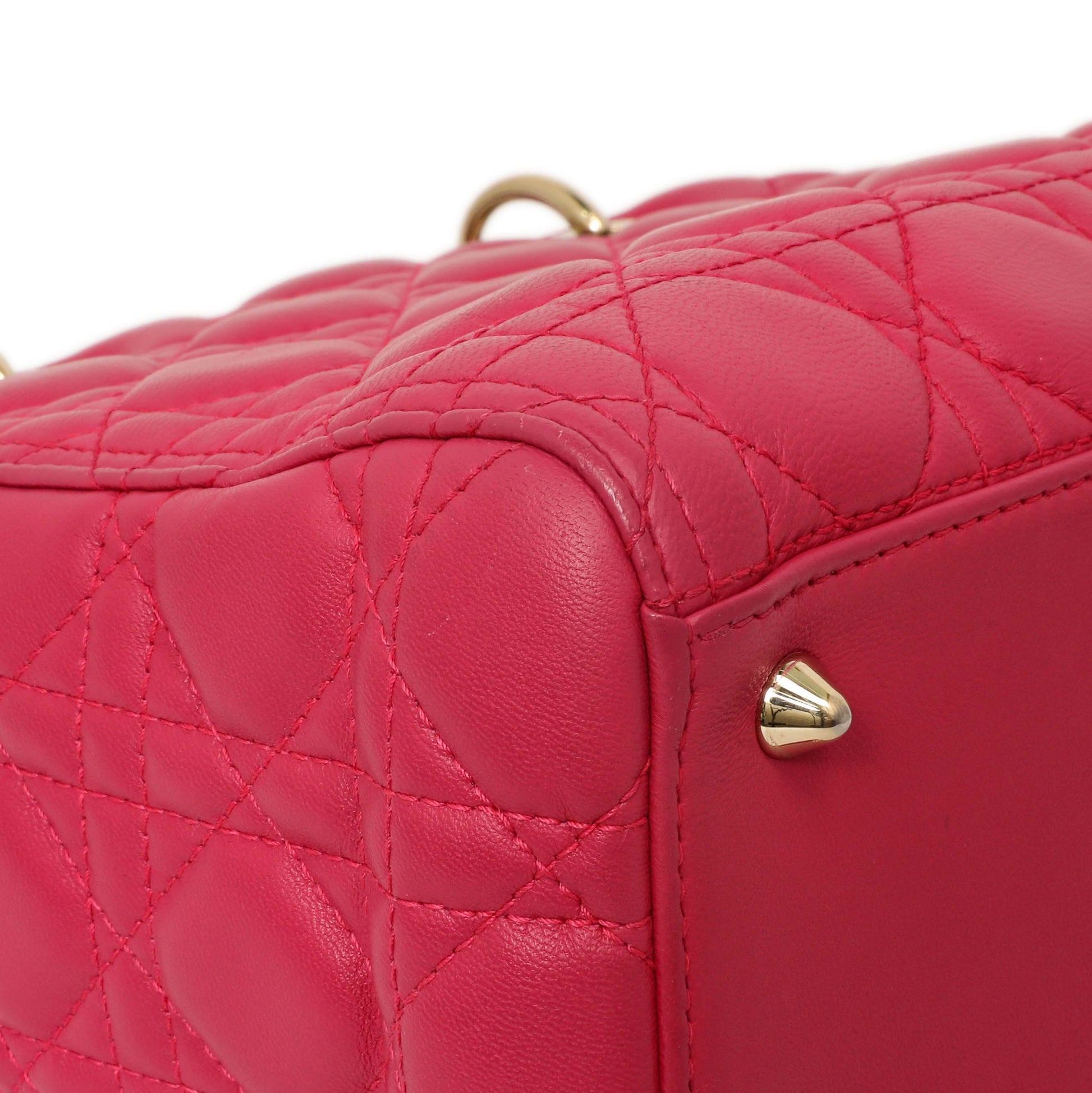 Exclusive Christian Dior Pink Lambskin Cannage Medium Lady Dior — Lifestyle View
