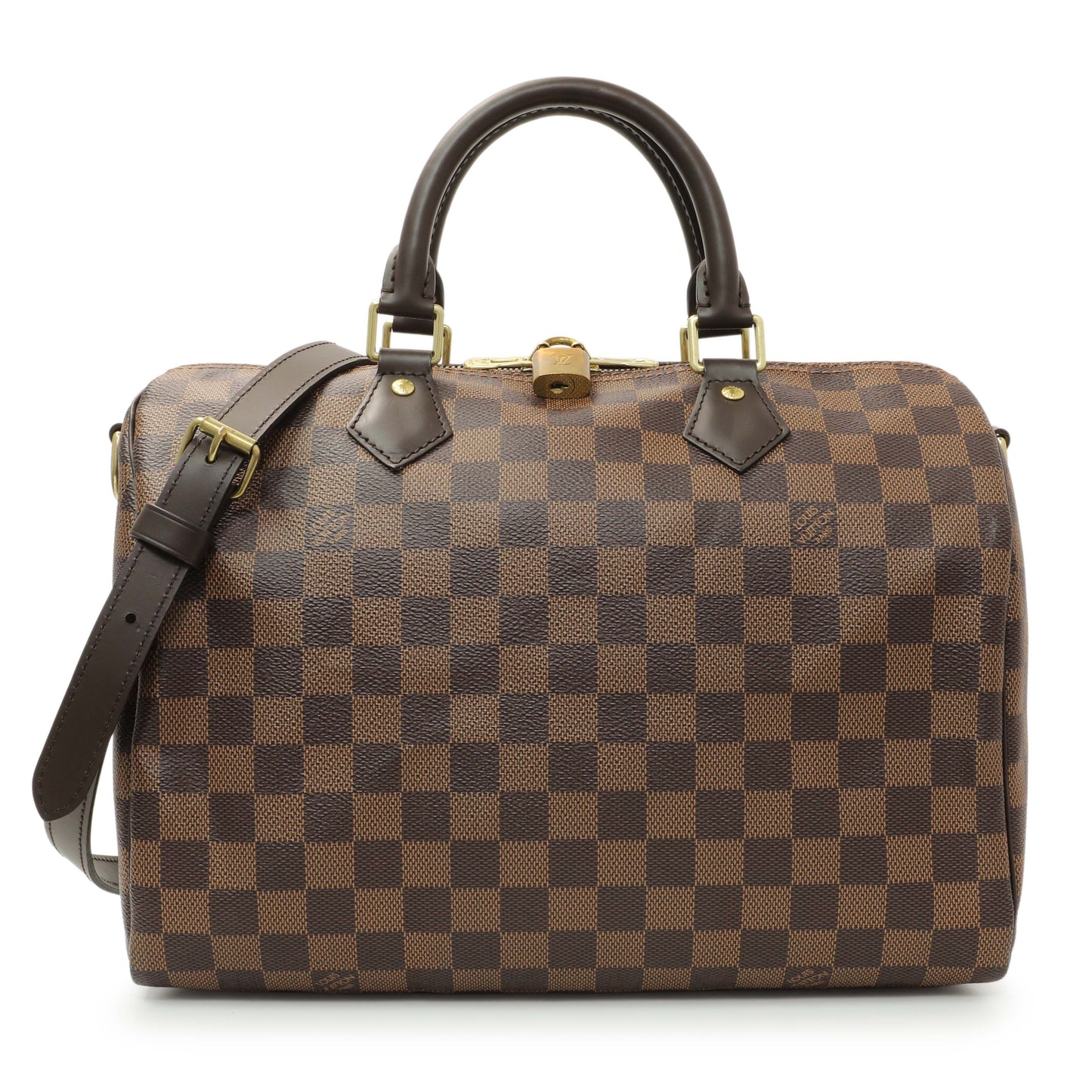 Exclusive Louis Vuitton Damier Ebene Speedy 30 Bandouliere — Front View