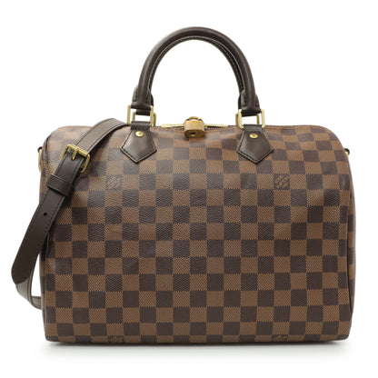 Exclusive Louis Vuitton Damier Ebene Speedy 30 Bandouliere — Front View