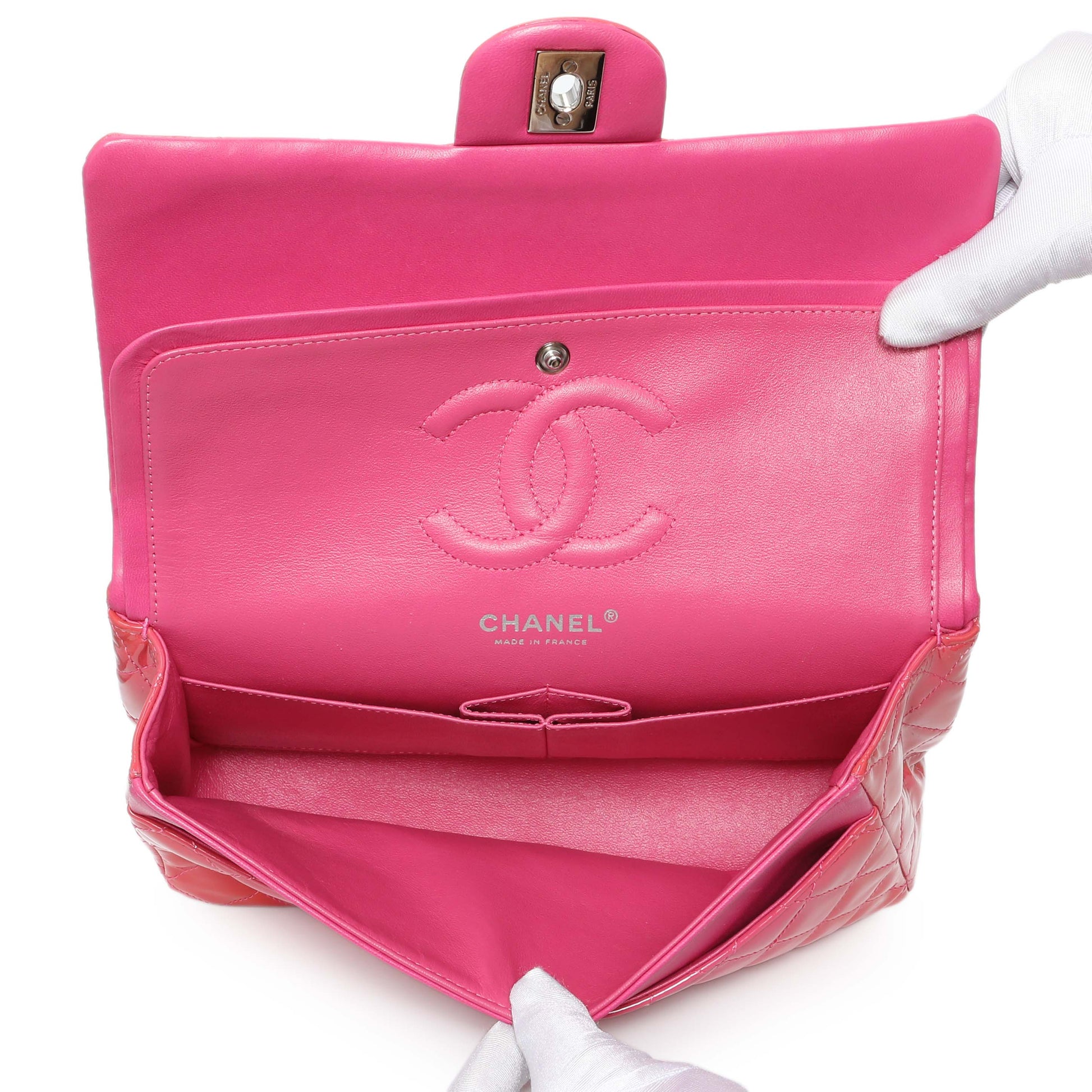 Exclusive Chanel Coral Pink Patent Medium Double Flap — Alternate View 8