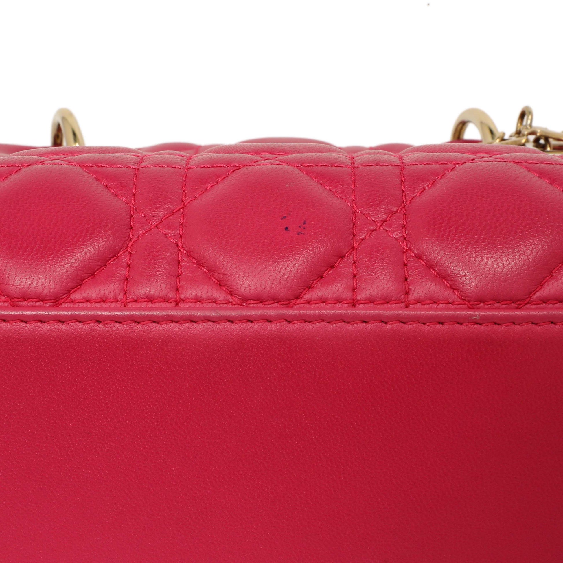 Exclusive Christian Dior Pink Lambskin Cannage Medium Lady Dior — Alternate View 12