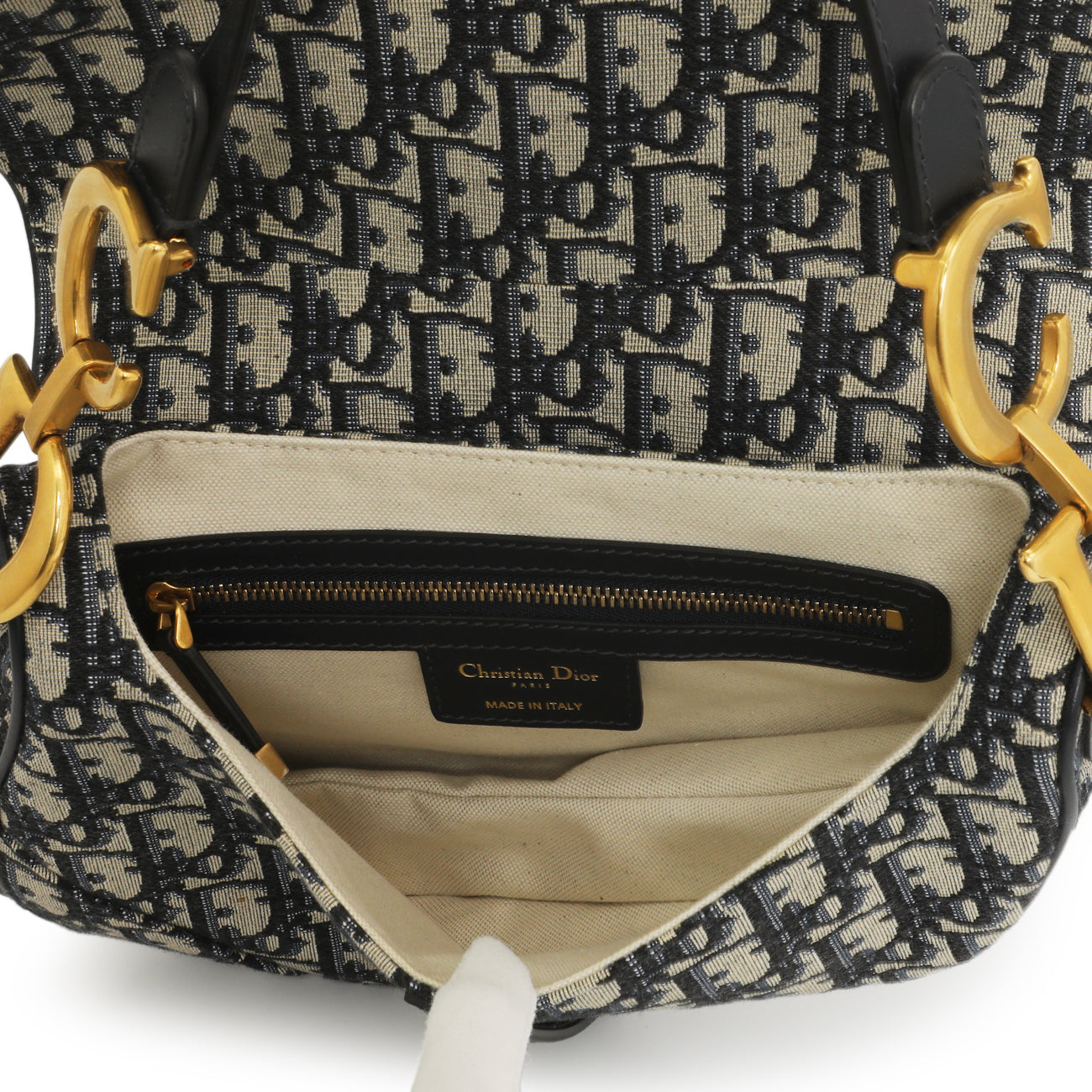 Exclusive Christian Dior Blue Oblique Saddle Bag — Lifestyle View