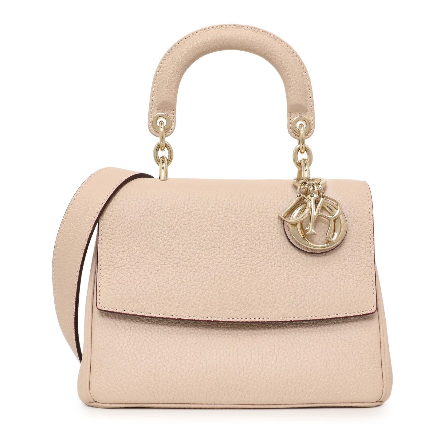 Exclusive Christian Dior Rose Poudre Bullcalf Mini Be Dior Flap — Front View