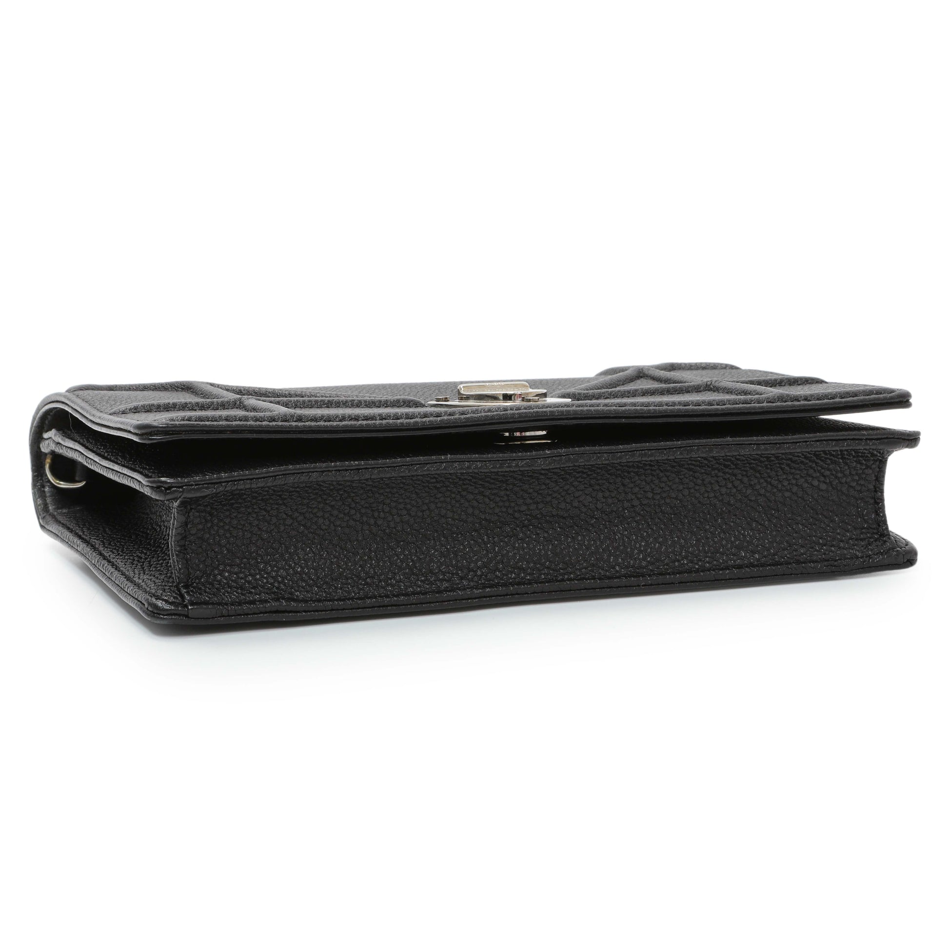 Exclusive Christian Dior Black Grained Calfskin Diorama Wallet on Chain — Back View
