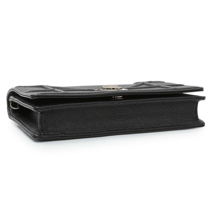 Exclusive Christian Dior Black Grained Calfskin Diorama Wallet on Chain — Back View