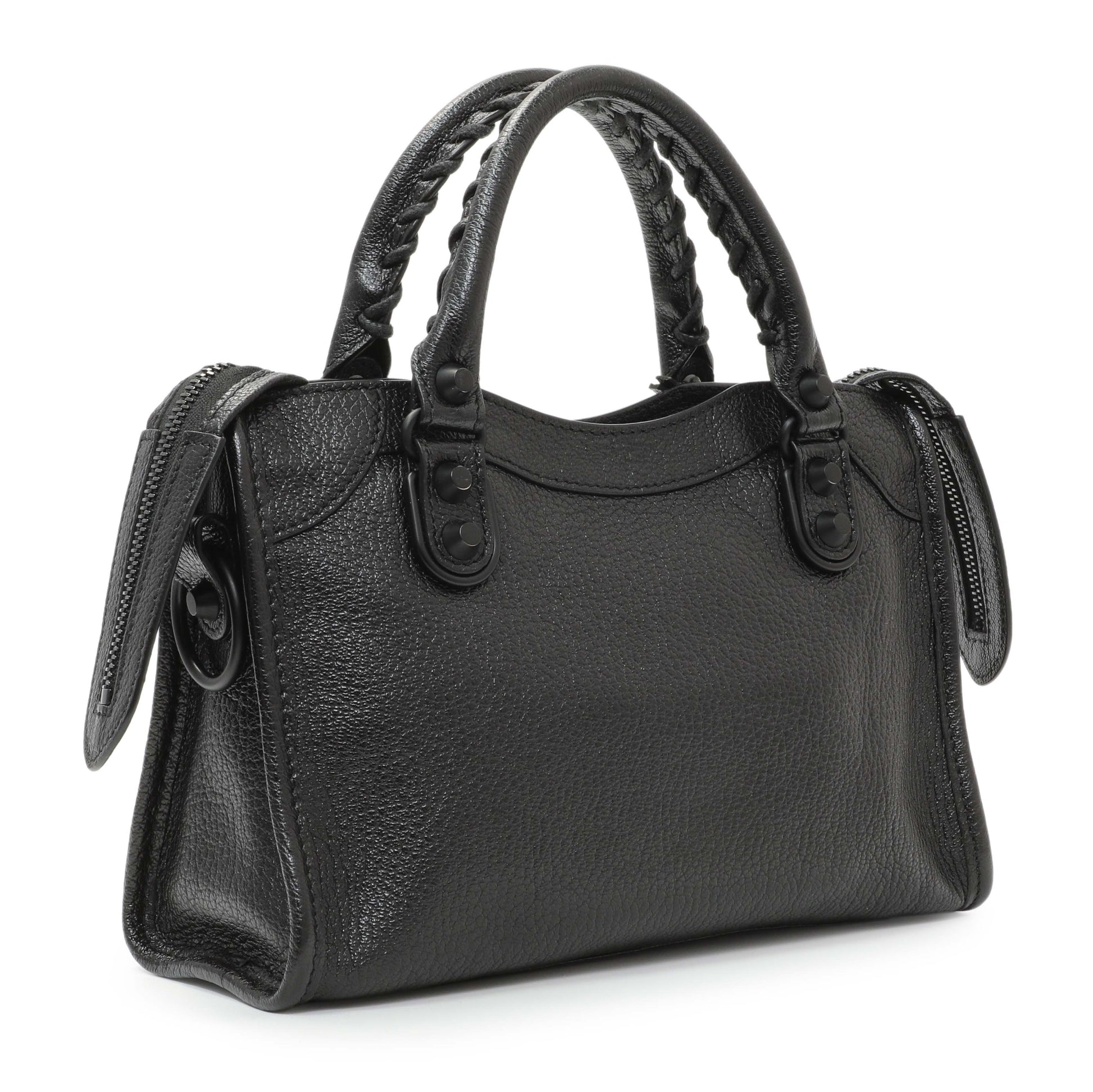 Exclusive Balenciaga Black Grained Calfskin Neo Classic Mini City — Side View