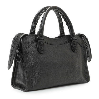 Exclusive Balenciaga Black Grained Calfskin Neo Classic Mini City — Side View
