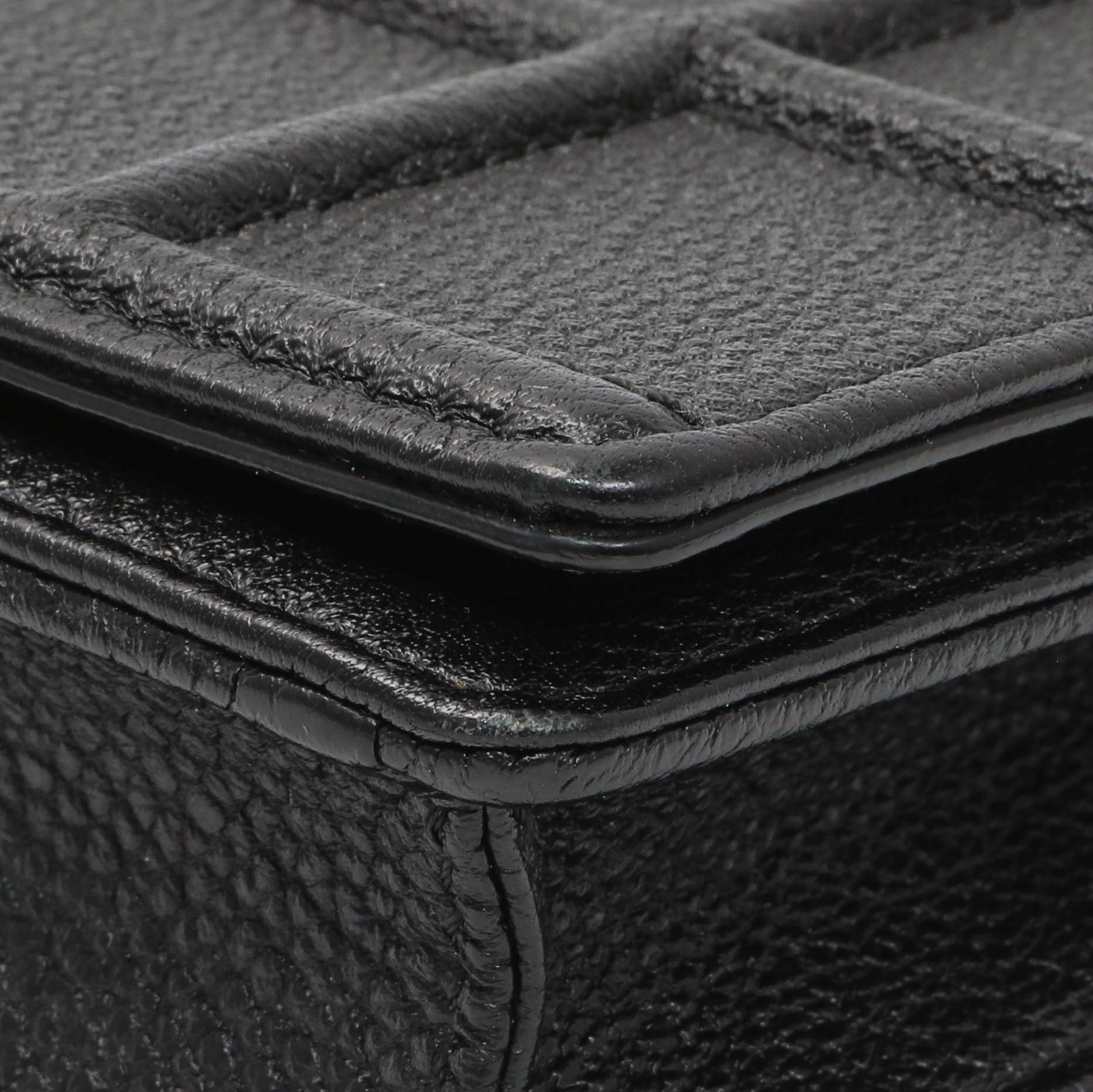 Exclusive Christian Dior Black Grained Calfskin Diorama Wallet on Chain — Detail View