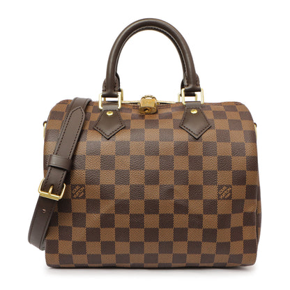 Exclusive Louis Vuitton Damier Ebene Speedy Bandouliere 25 — Front View