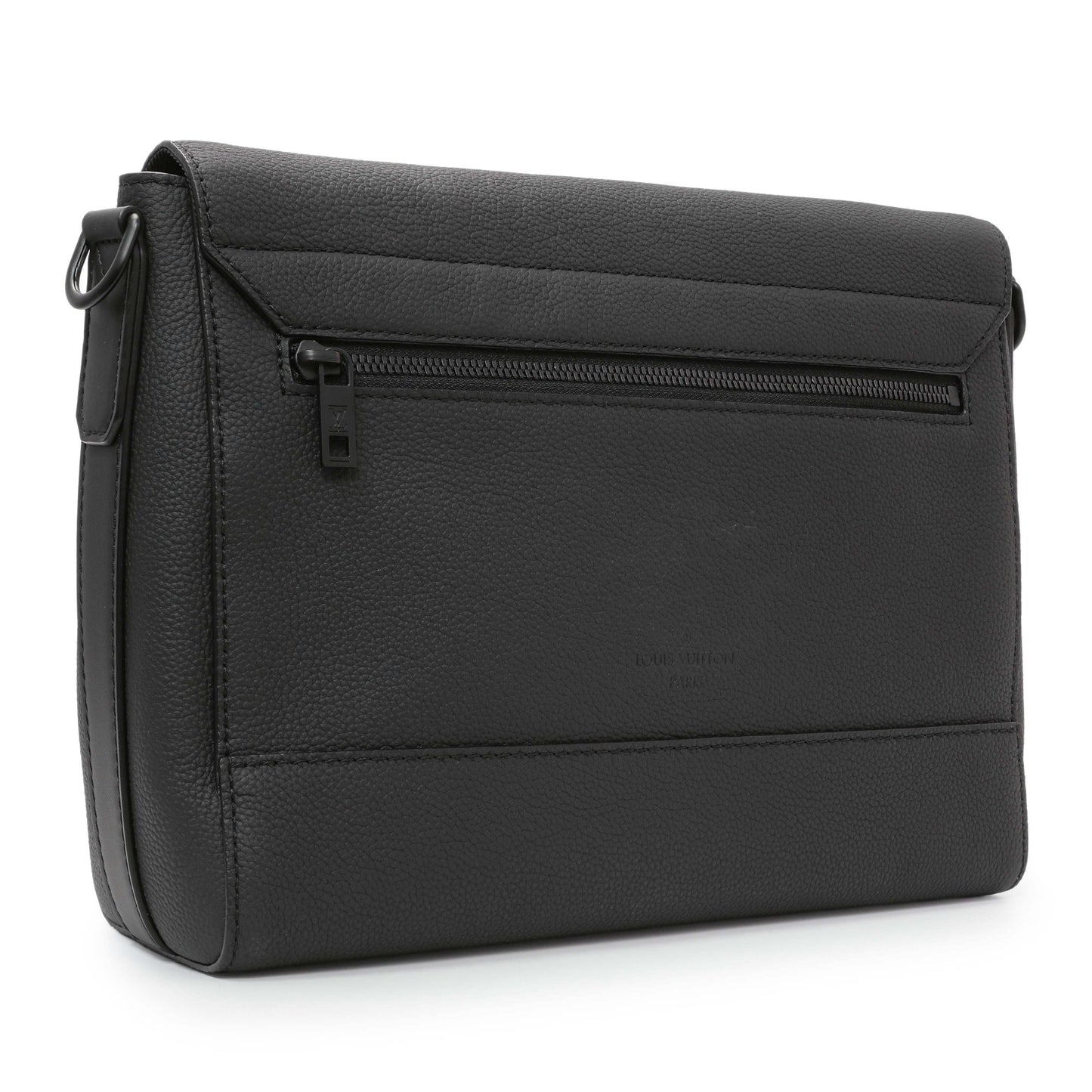 Exclusive Louis Vuitton Black Grained Calfskin Aerogram Takeoff Messenger — Side View