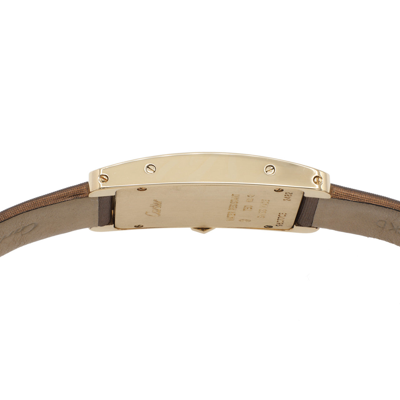 Exclusive Cartier 18K Yellow Gold Diamond Small Tank Americaine Quartz Watch WB707231 — Back View