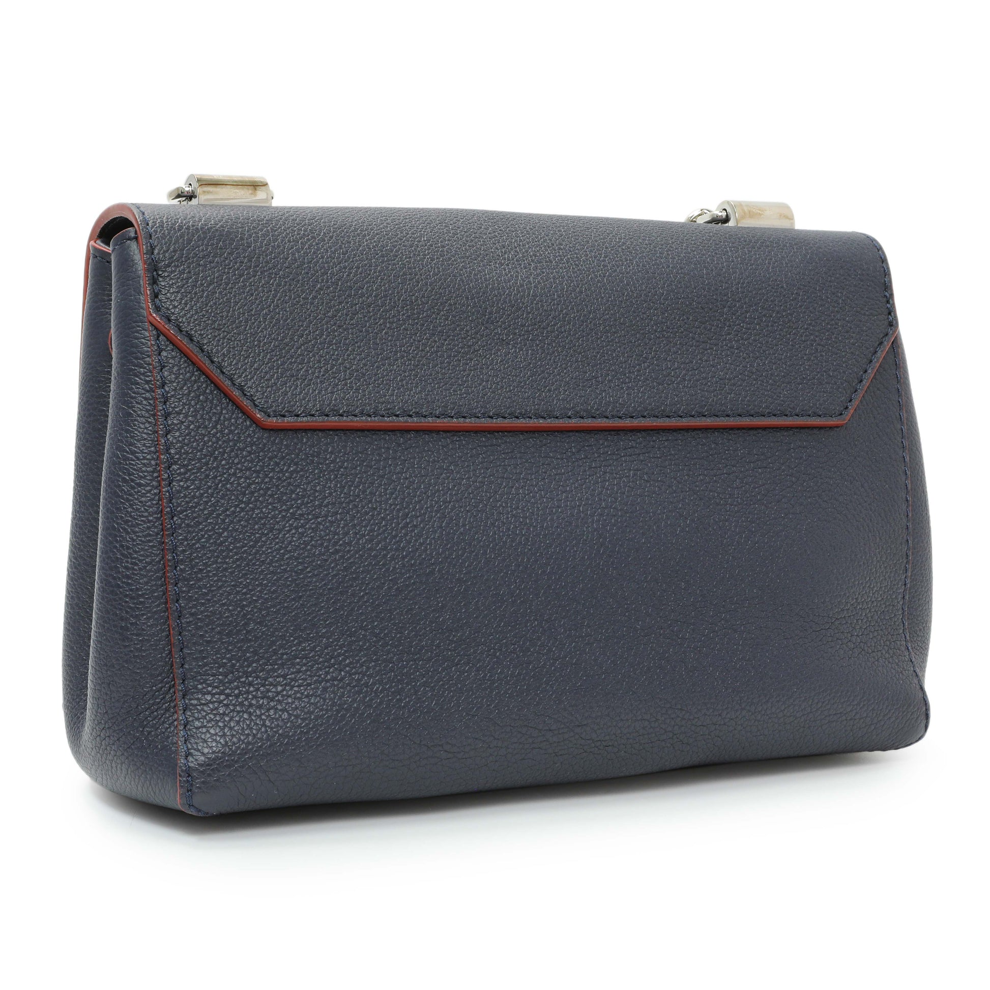 Exclusive Louis Vuitton Navy Calfskin Lockme II Chain Bag BB — Side View