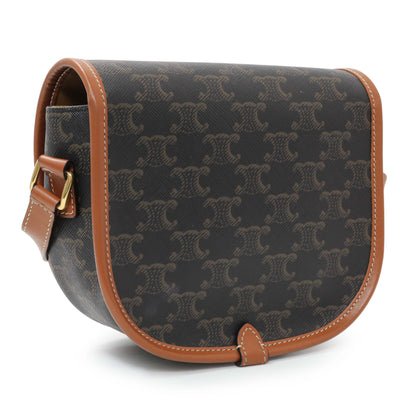 Exclusive Celine Tan Triomphe Canvas Medium Folco Bag — Side View