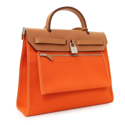 Exclusive Hermes Vache Hunter Toile Herbag Zip 31 — Side View