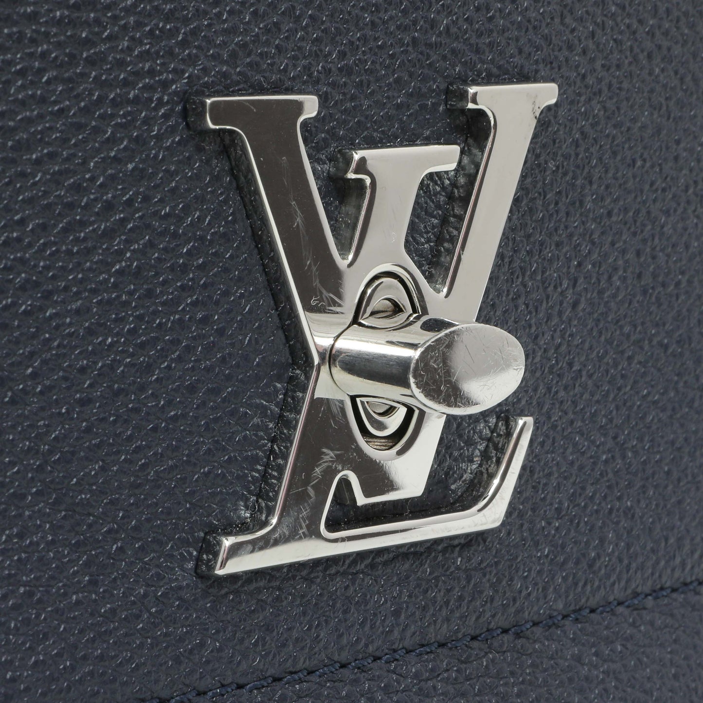 Exclusive Louis Vuitton Navy Calfskin Lockme II Chain Bag BB — Alternate View 11