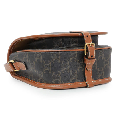Exclusive Celine Tan Triomphe Canvas Medium Folco Bag — Back View