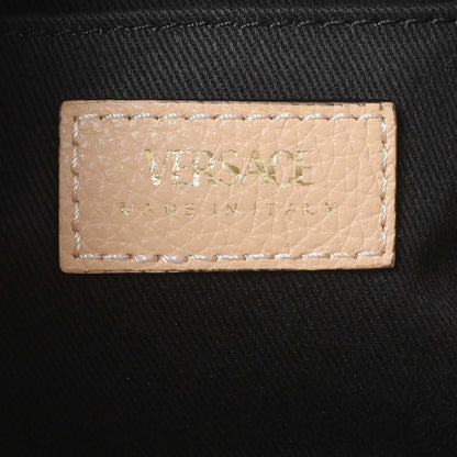 Exclusive Versace Beige Grained Calfskin Virtus Hobo — Detail View