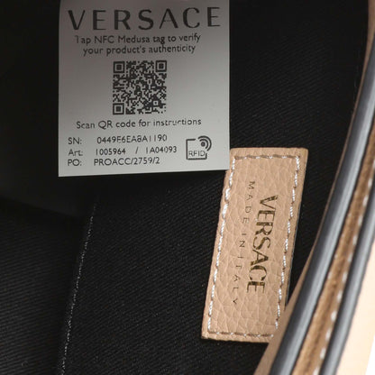 Exclusive Versace Beige Grained Calfskin Virtus Hobo — Lifestyle View