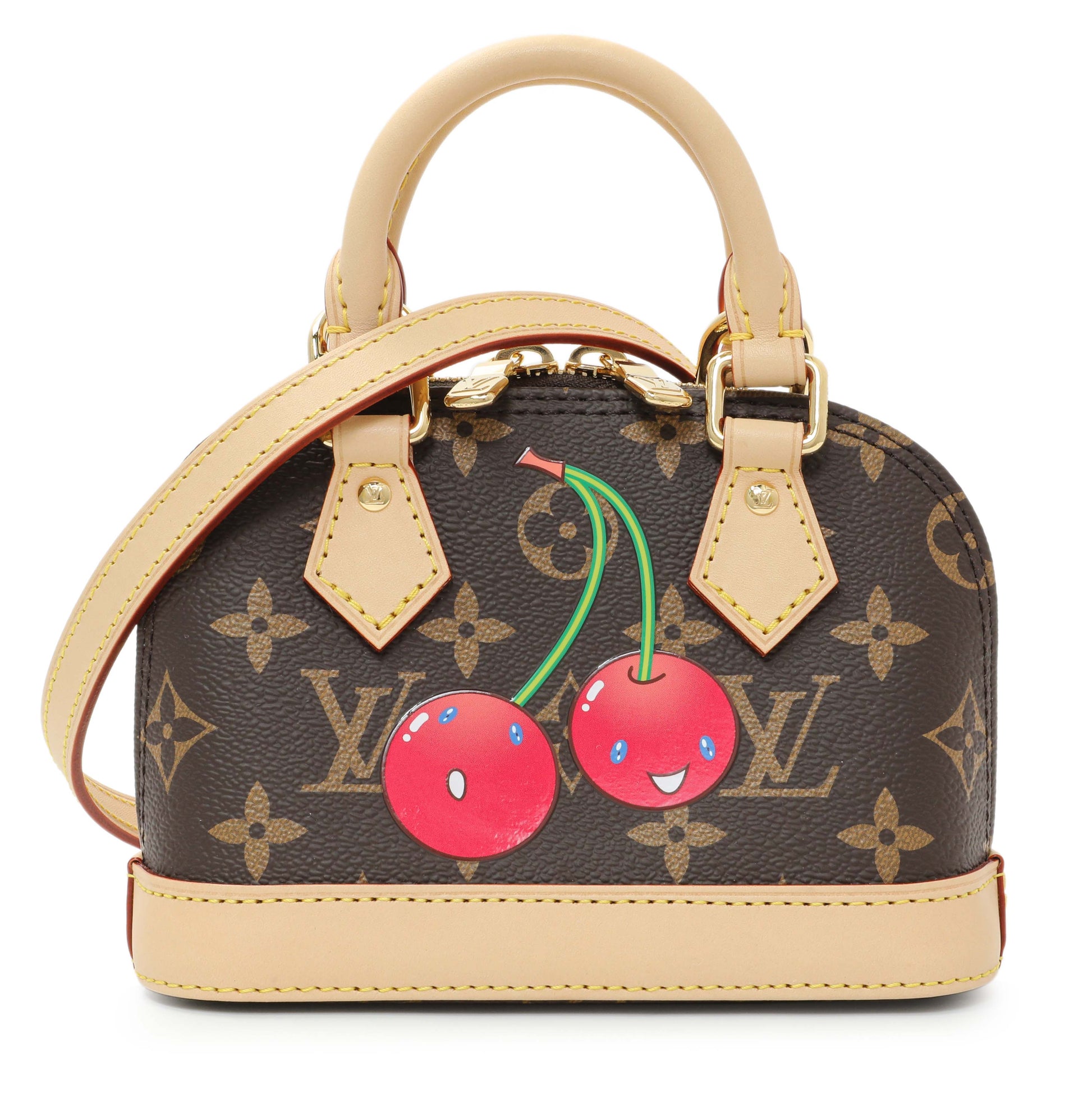 Exclusive Louis Vuitton X Takashi Murakami Cerises Nano Alma — Front View