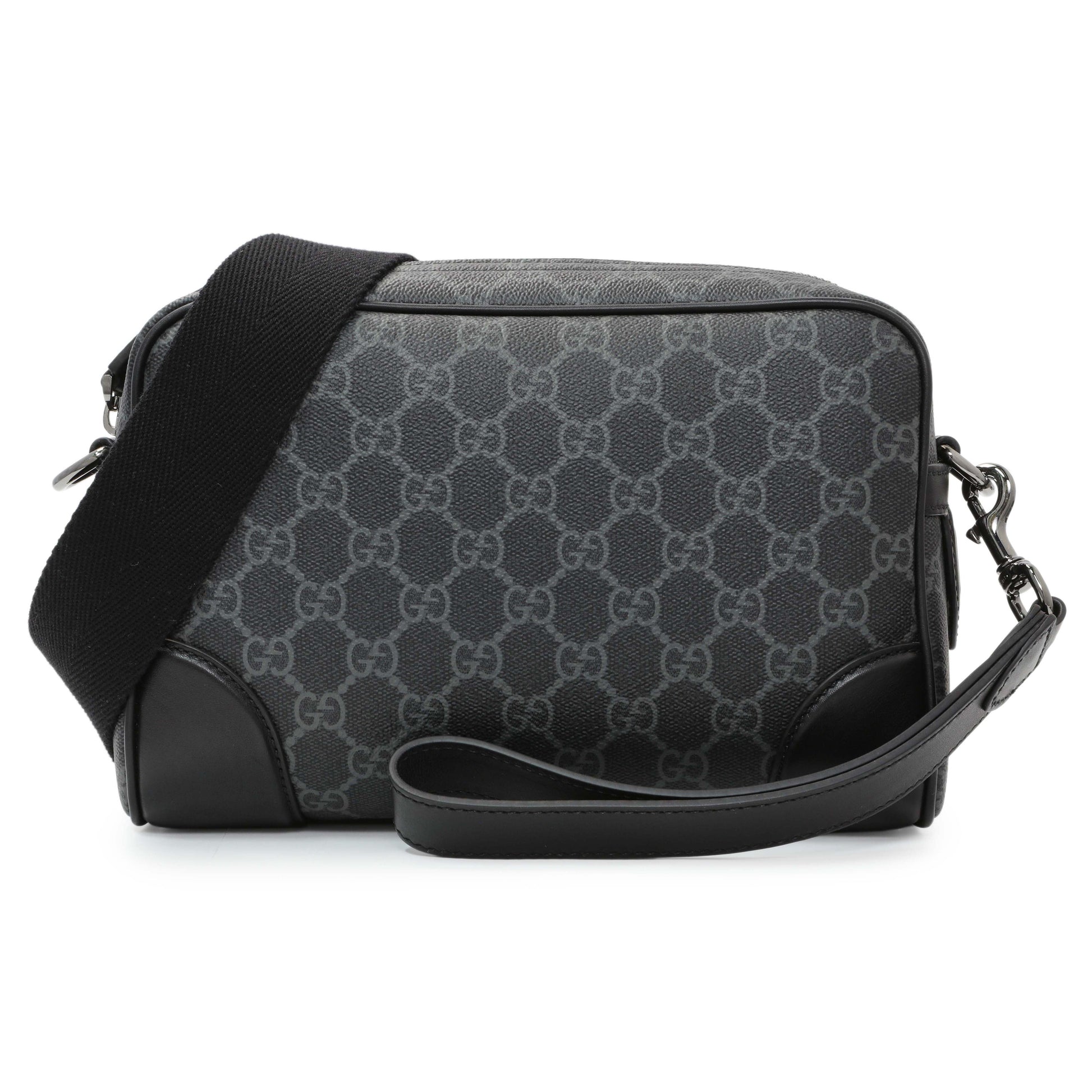 Exclusive Gucci GG Supreme Monogram Calfskin Emblem Small Crossbody — Front View