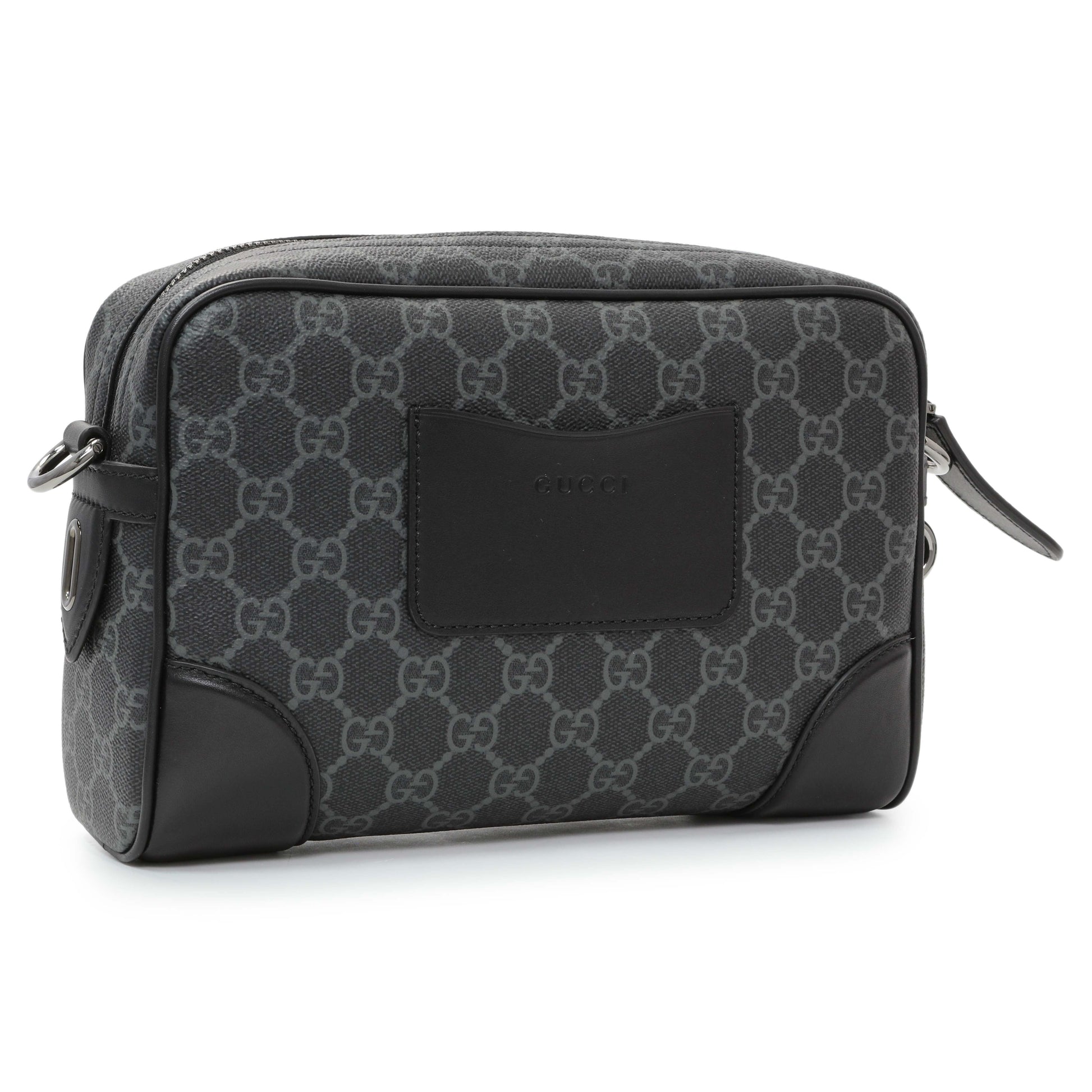 Exclusive Gucci GG Supreme Monogram Calfskin Emblem Small Crossbody — Side View