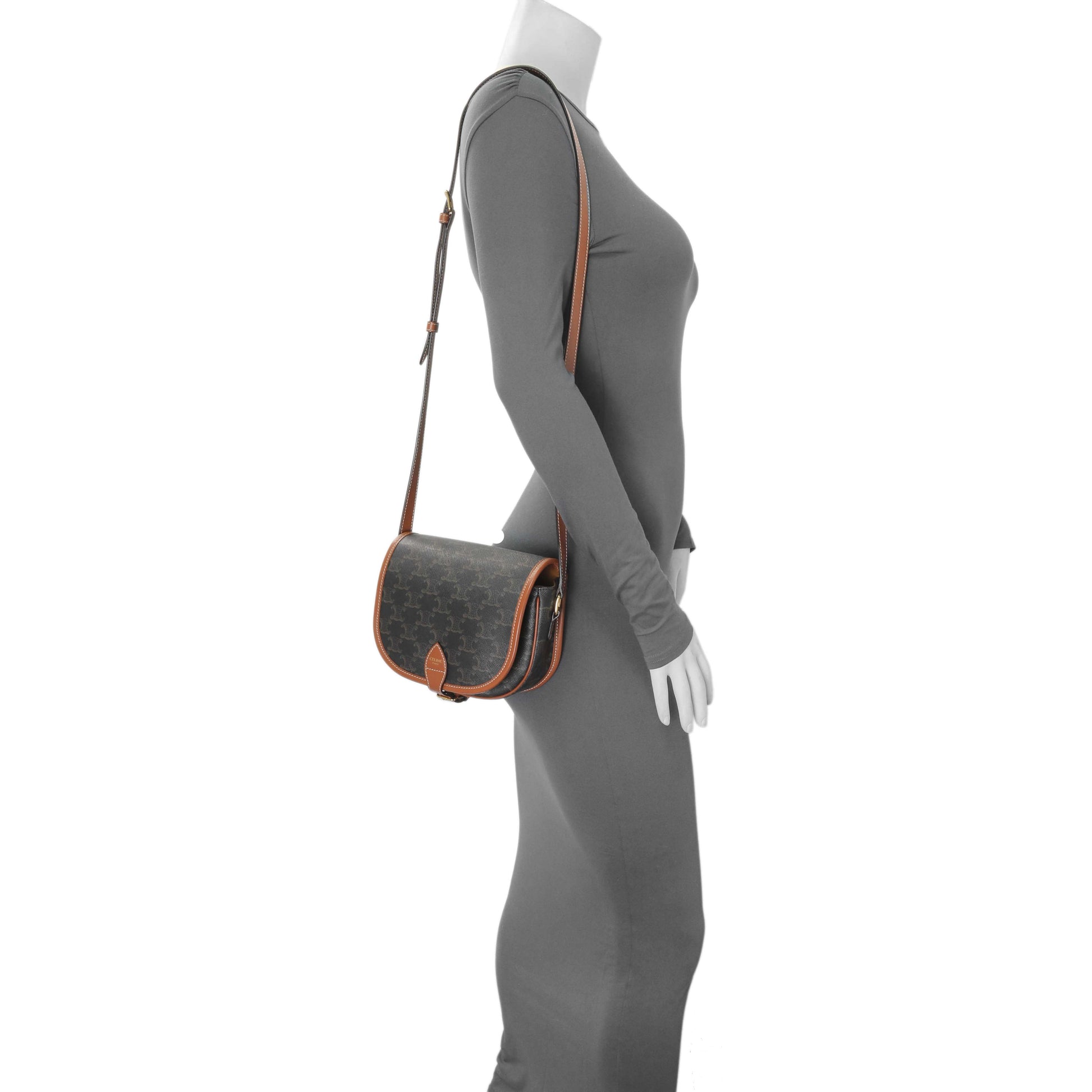 Exclusive Celine Tan Triomphe Canvas Medium Folco Bag — Alternate View 7