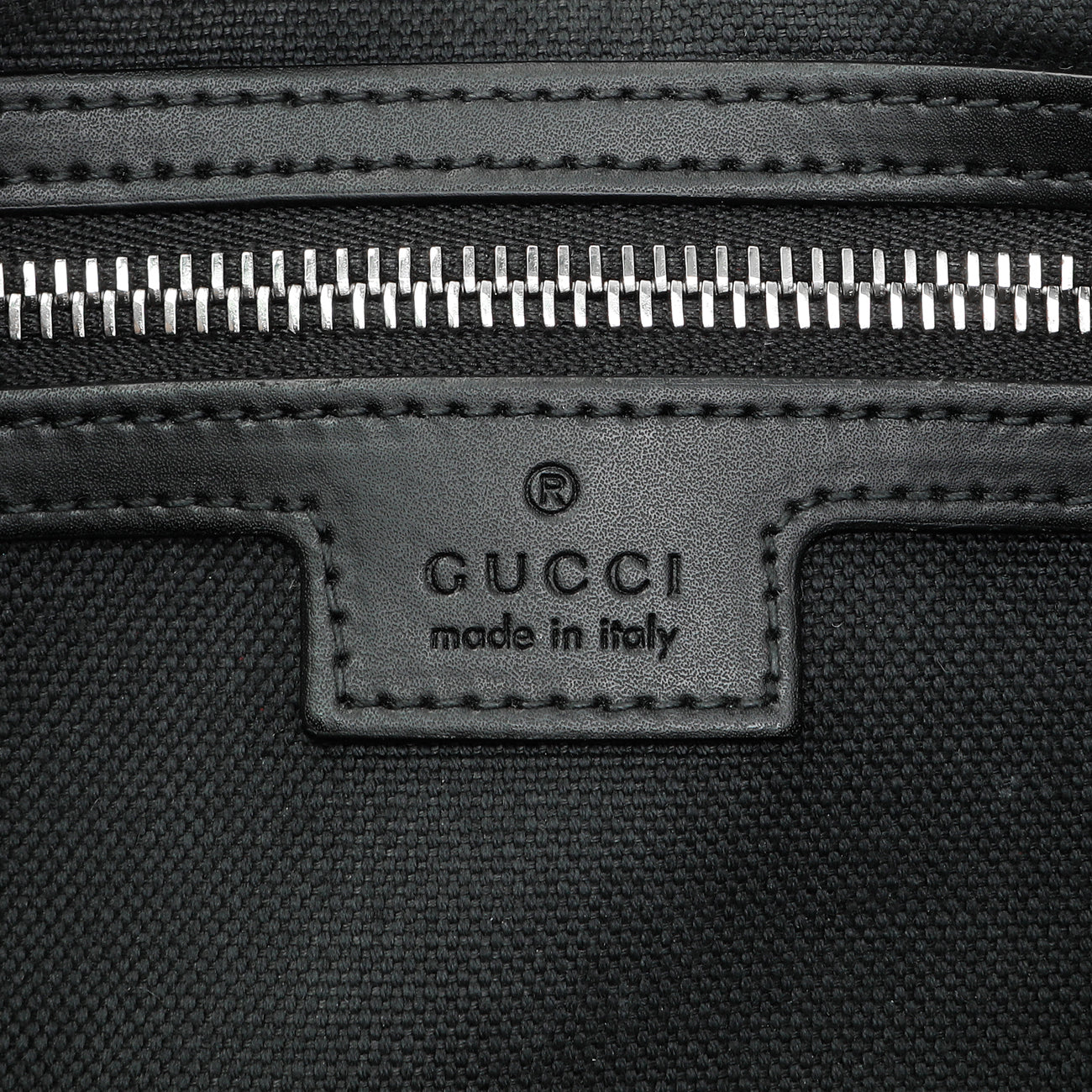 Exclusive Gucci Black Soft GG Supreme Monogram Web Belt Bag — Detail View