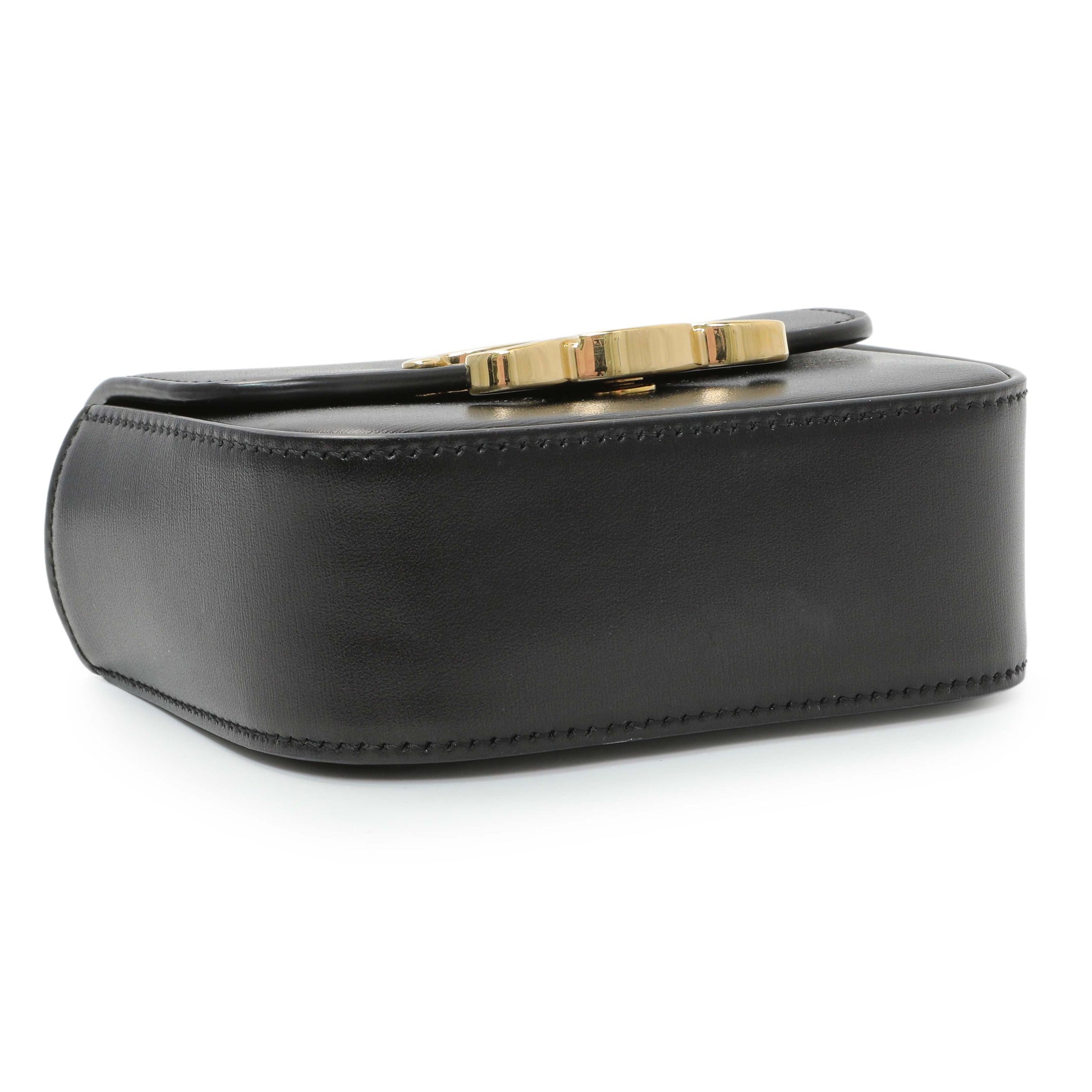Exclusive Celine Black Shiny Calfskin Mini Claude — Back View