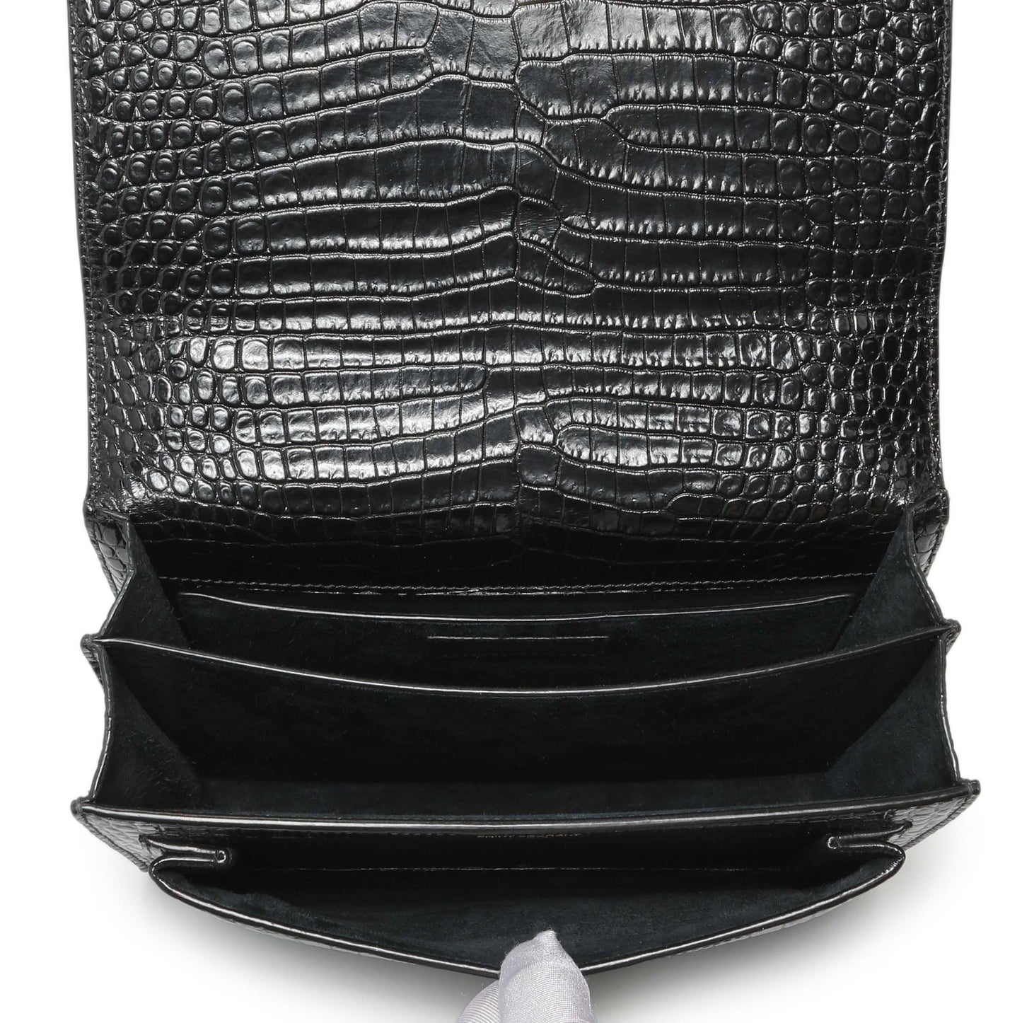 Exclusive Saint Laurent Black Crocodile Embossed Calfskin Medium Monogram Sunset — Alternate View 8