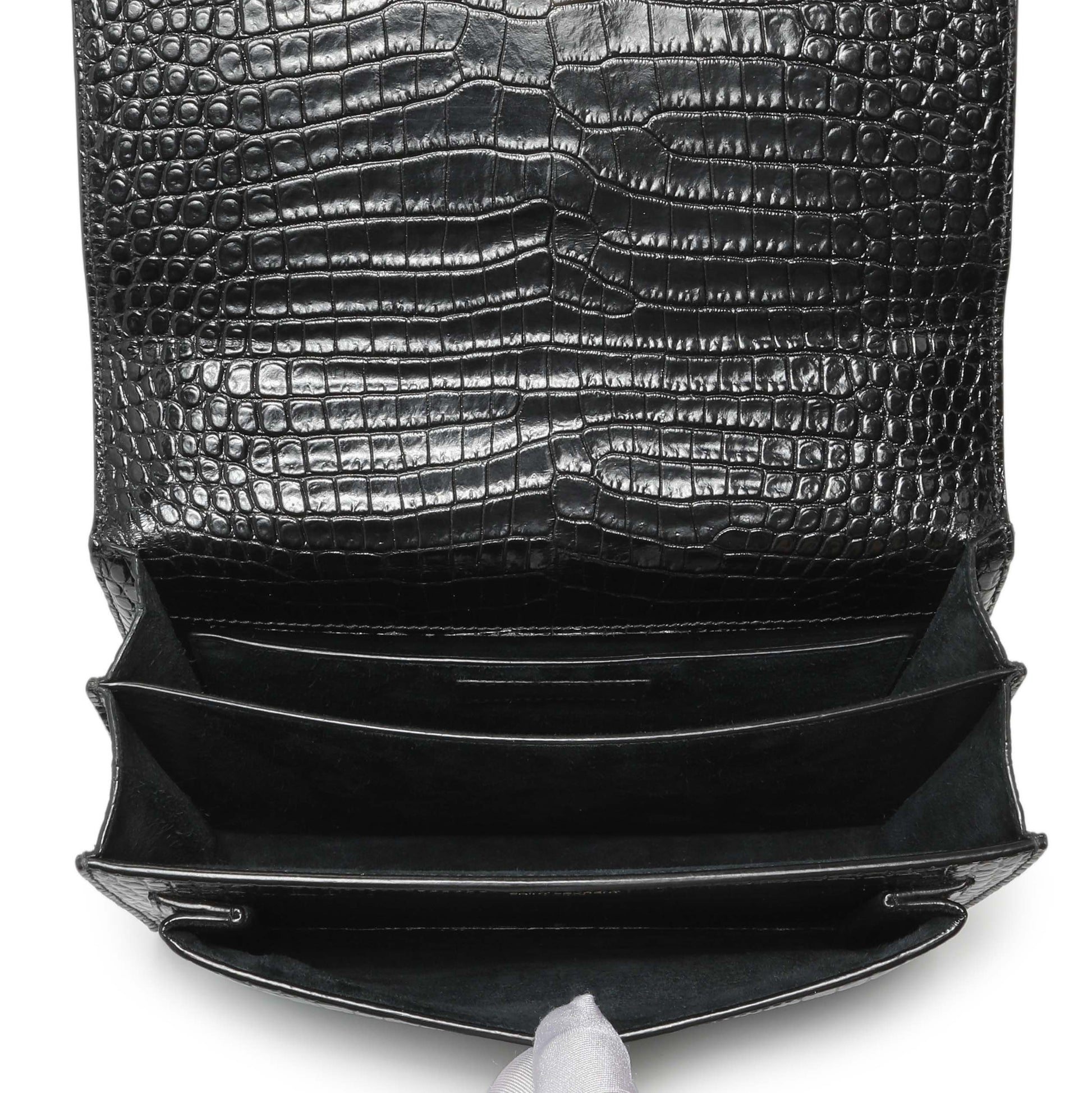 Exclusive Saint Laurent Black Crocodile Embossed Calfskin Medium Monogram Sunset — Alternate View 8