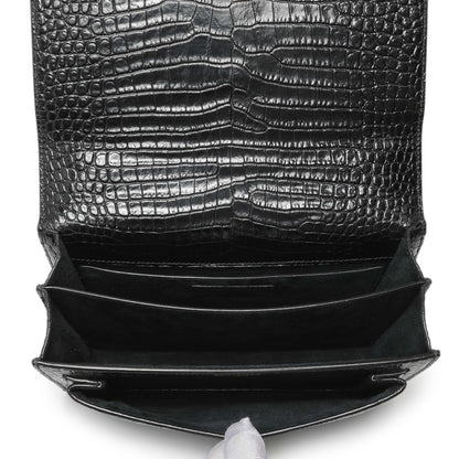 Exclusive Saint Laurent Black Crocodile Embossed Calfskin Medium Monogram Sunset — Alternate View 8
