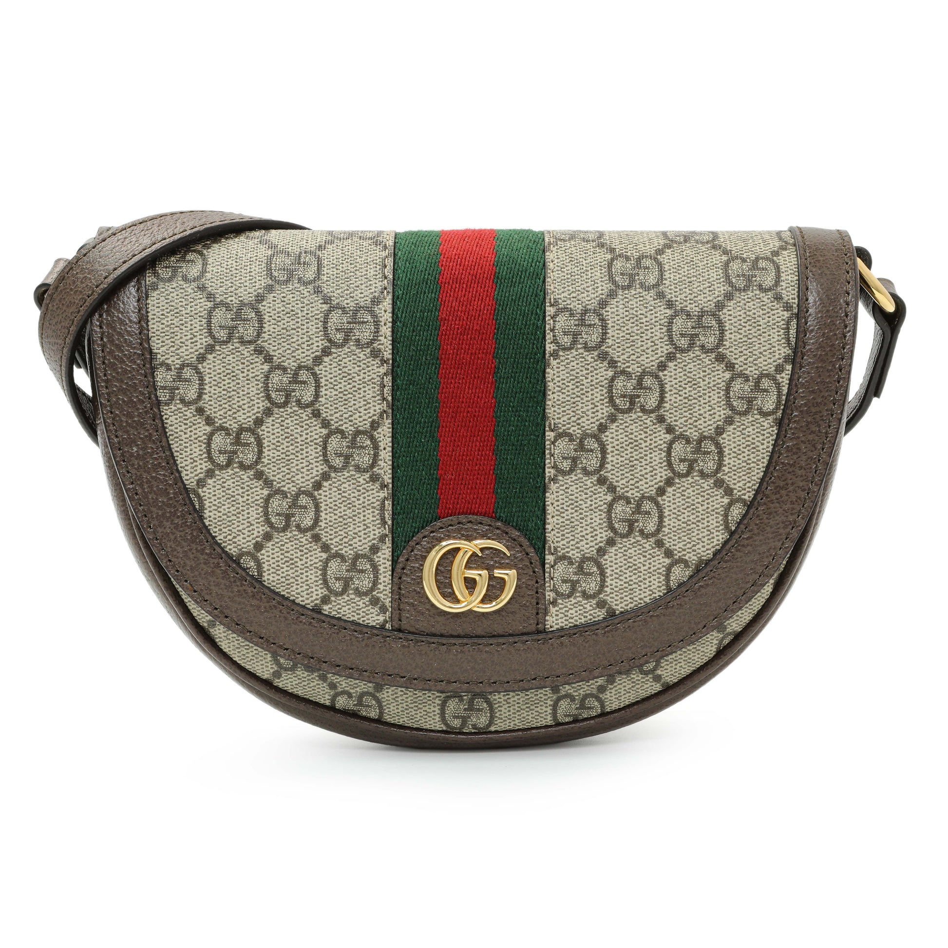 Exclusive Gucci GG Supreme Monogram Web Mini Ophidia Flap Shoulder Bag — Front View