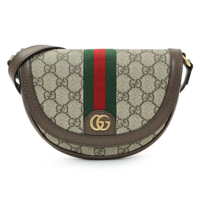 Exclusive Gucci GG Supreme Monogram Web Mini Ophidia Flap Shoulder Bag — Front View