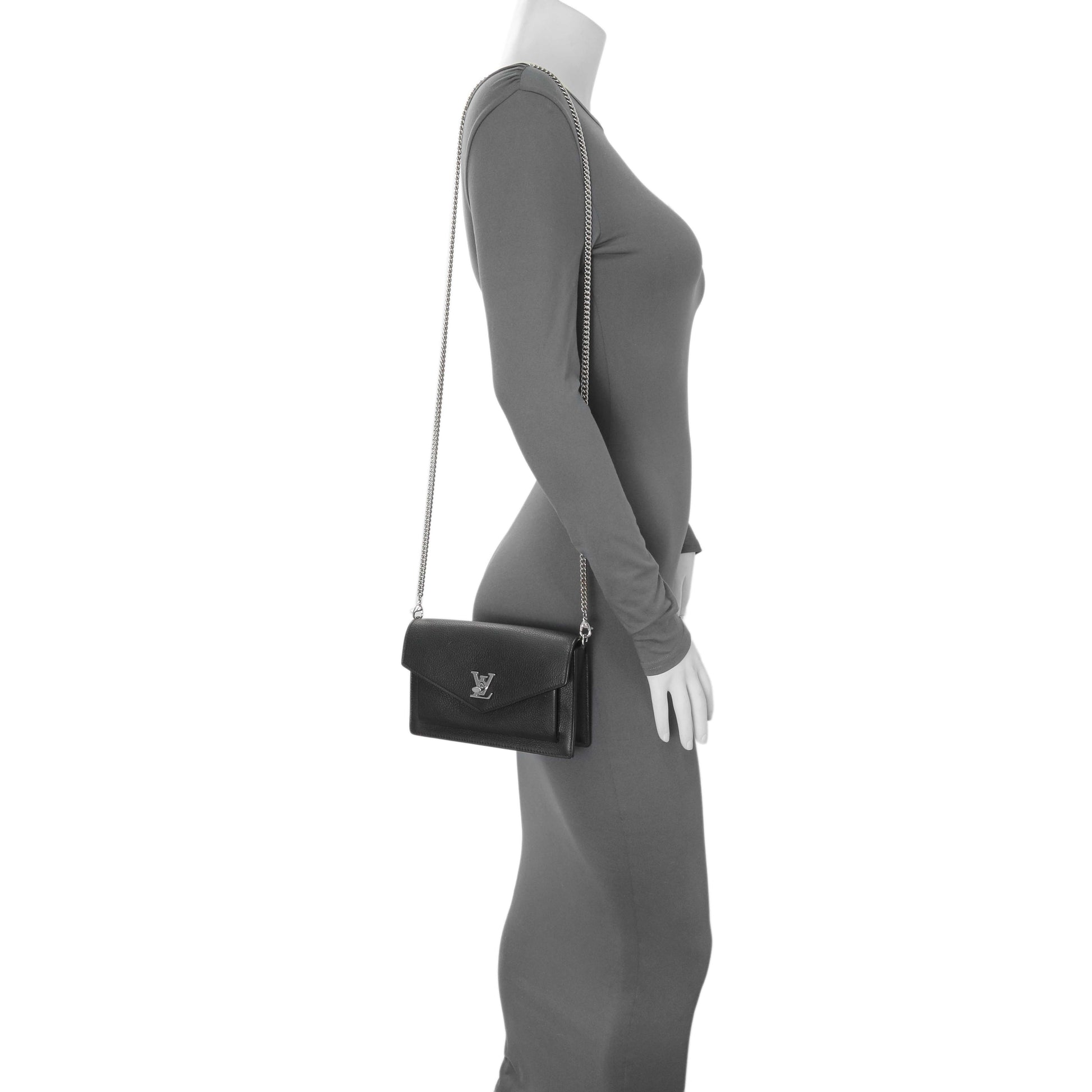 Exclusive Louis Vuitton Black Calfskin Mylockme Chain Pochette — Alternate View 12