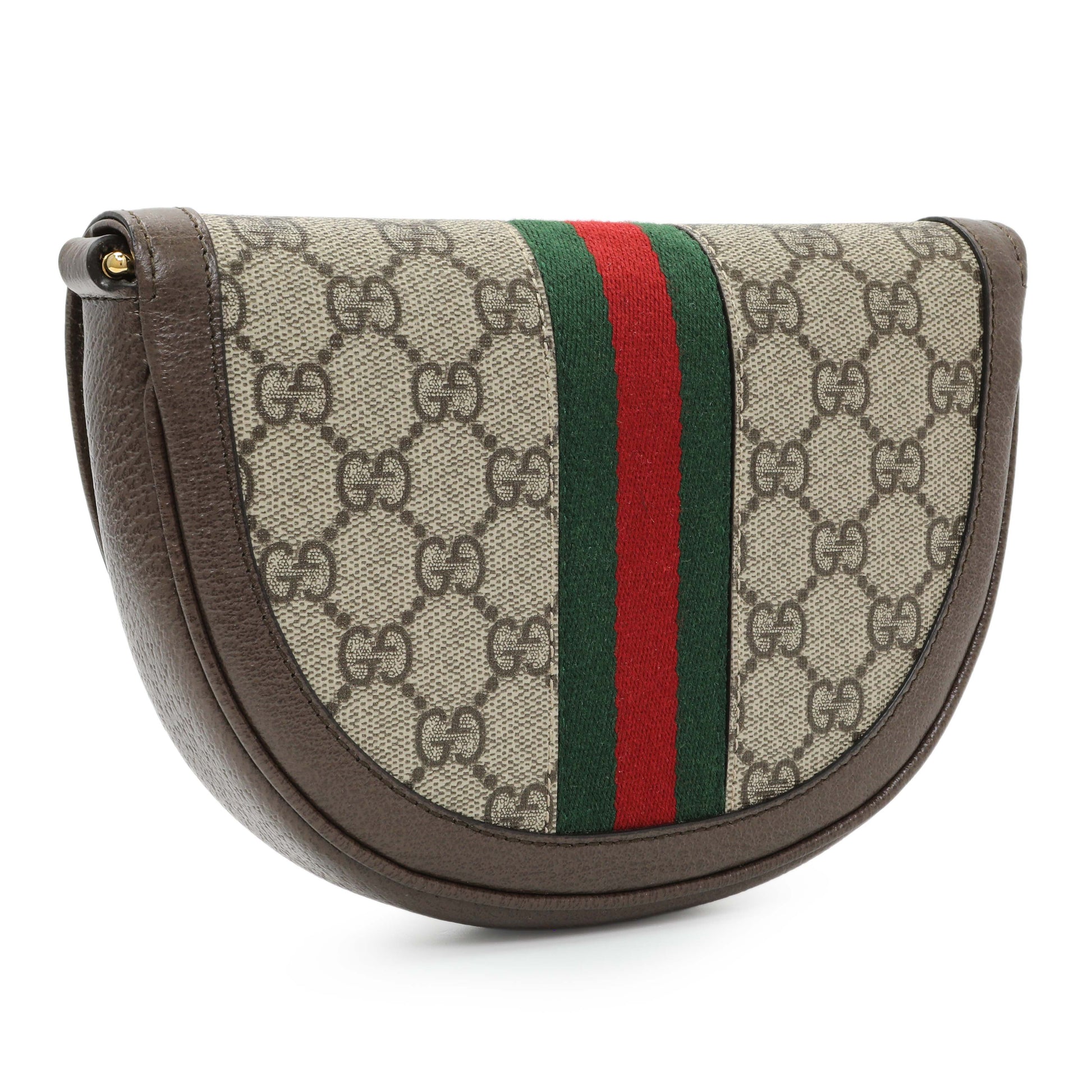 Exclusive Gucci GG Supreme Monogram Web Mini Ophidia Flap Shoulder Bag — Side View