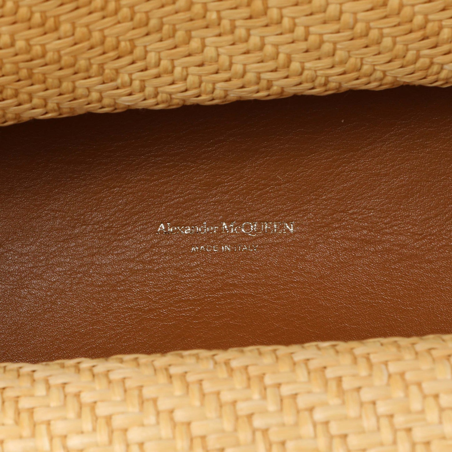 Exclusive Alexander McQueen Natural Tan Raffia Calfskin Large The Bow Bag — Detail View