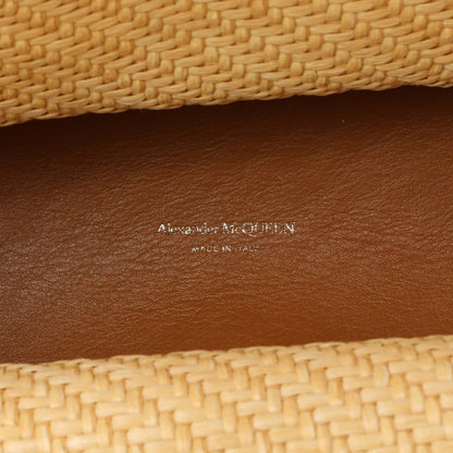 Exclusive Alexander McQueen Natural Tan Raffia Calfskin Large The Bow Bag — Detail View