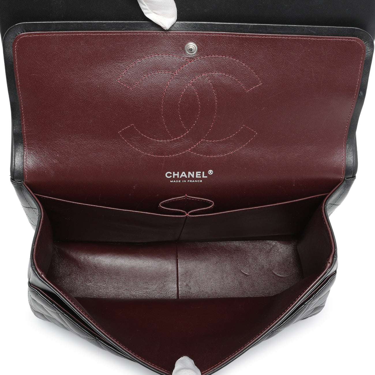 Exclusive Chanel Black Quilted Lambskin Jumbo Double Flap — Alternate View 8