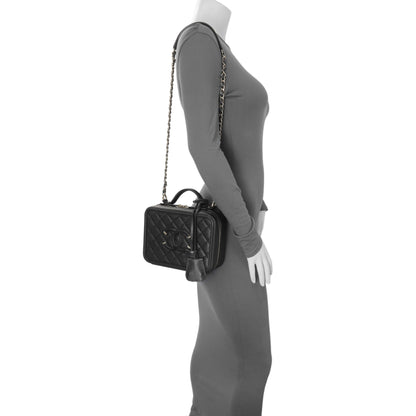 Exclusive Chanel Black Caviar Quilted Medium CC Filigree Vanity Case — Alternate View 7