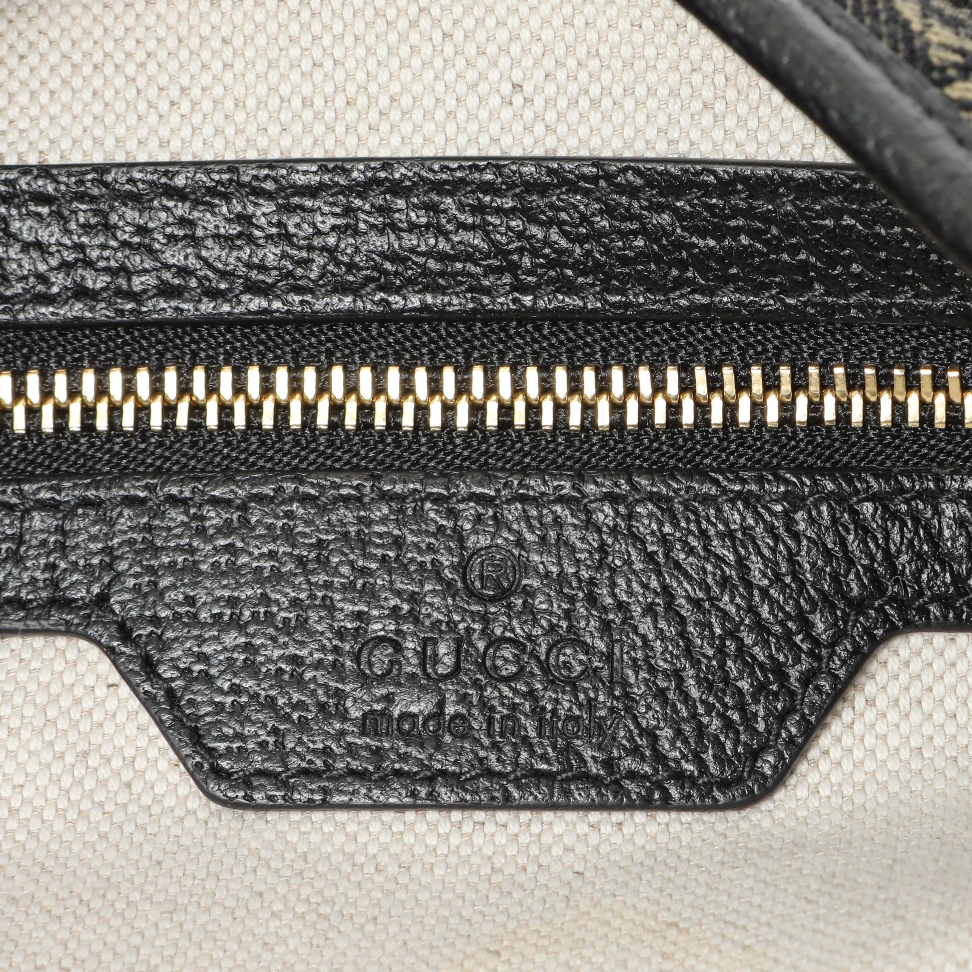 Exclusive Gucci Black Jacquard Denim GG Monogram Small Jackie 1961 Hobo — Detail View