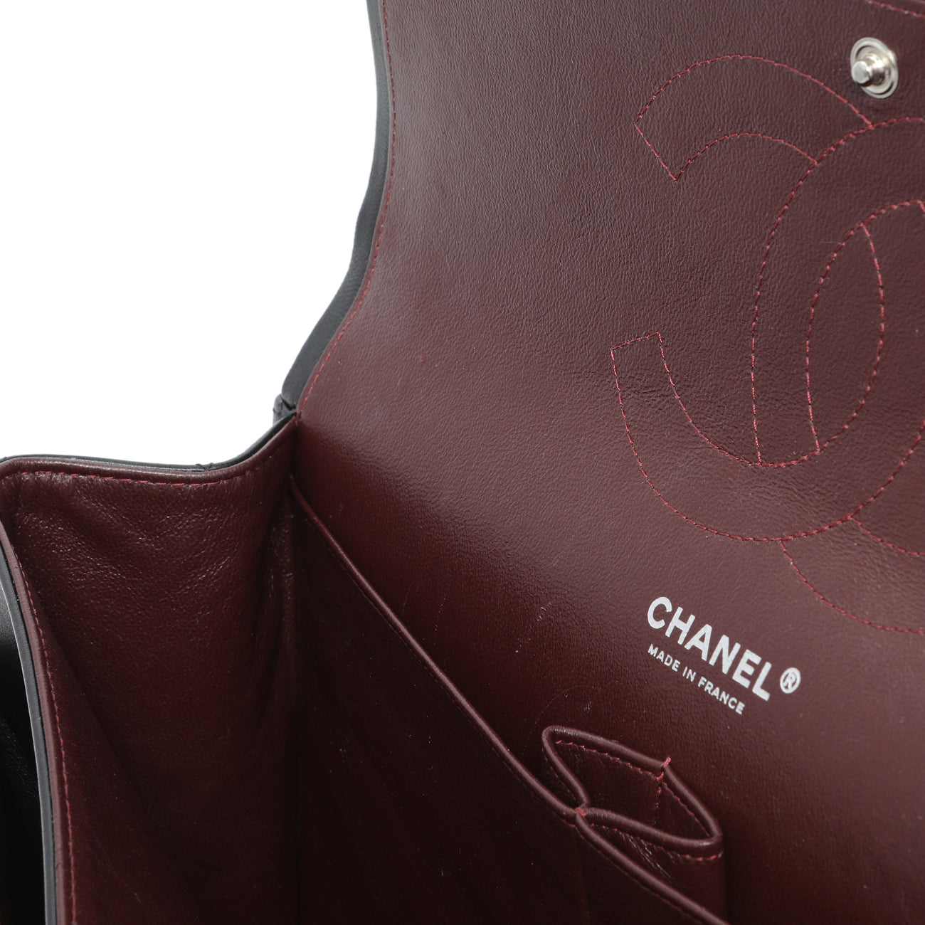 Exclusive Chanel Black Quilted Lambskin Jumbo Double Flap — Alternate View 11